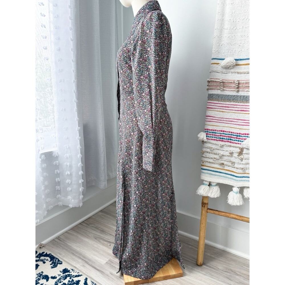 GANNI Floral Midi Shirt Dress Long Sleeves Button Front Side Slits Size 36 Small - Picture 5 of 14